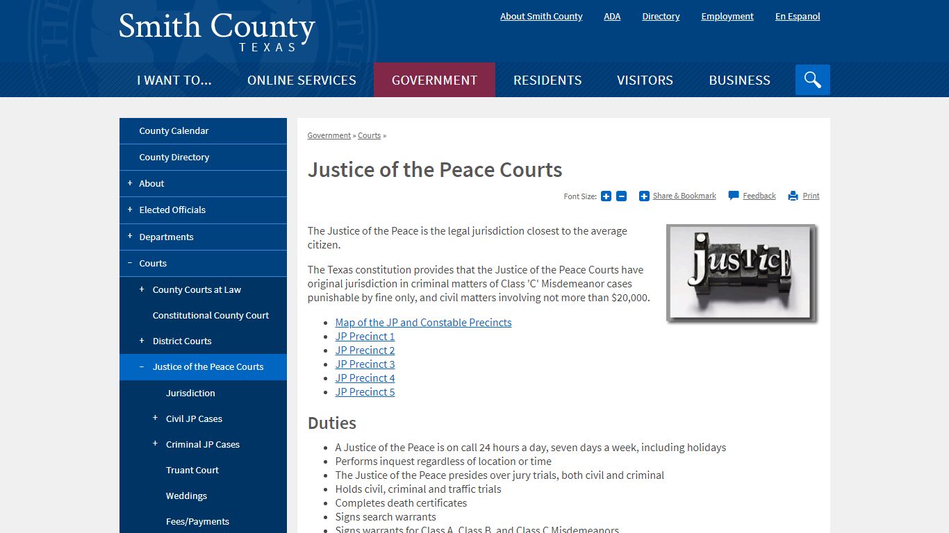 Justice of the Peace Courts | Smith County, TX